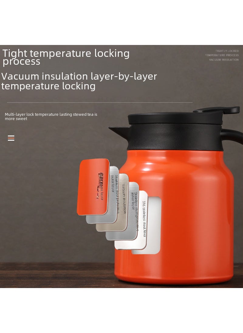 Generic - Tea separation braised teapot 316 stainless steel portable thermal pot high-looking teapot household health care stuffy teapot Red (800ml) - Image 1