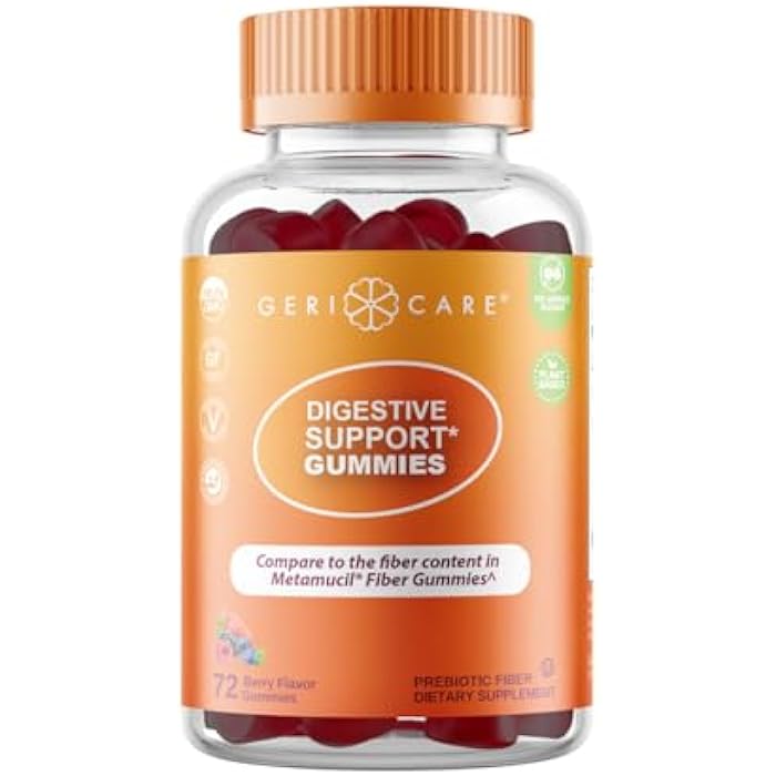 GeriCare Prebiotic Digestive Support Gummies – Berry Flavor, 72 Count, Plant-Based Fiber for Gut Health & Regularity, Non-GMO, Gluten-Free, Vegan, Fiber Supplement to Supports Regular Digestion - Image 1