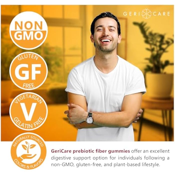 GeriCare Prebiotic Digestive Support Gummies – Berry Flavor, 72 Count, Plant-Based Fiber for Gut Health & Regularity, Non-GMO, Gluten-Free, Vegan, Fiber Supplement to Supports Regular Digestion - Image 4