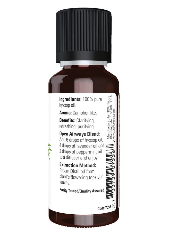 now Essential Oils, Hyssop Oil, Purifying Aromatherapy Scent, Steam Distilled, 100% Pure, Vegan, Child Resistant Cap, 1-Ounce - Image 2