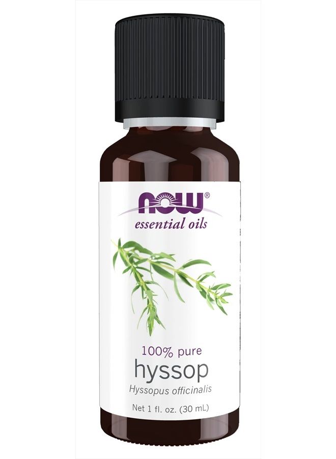 now Essential Oils, Hyssop Oil, Purifying Aromatherapy Scent, Steam Distilled, 100% Pure, Vegan, Child Resistant Cap, 1-Ounce - Image 1