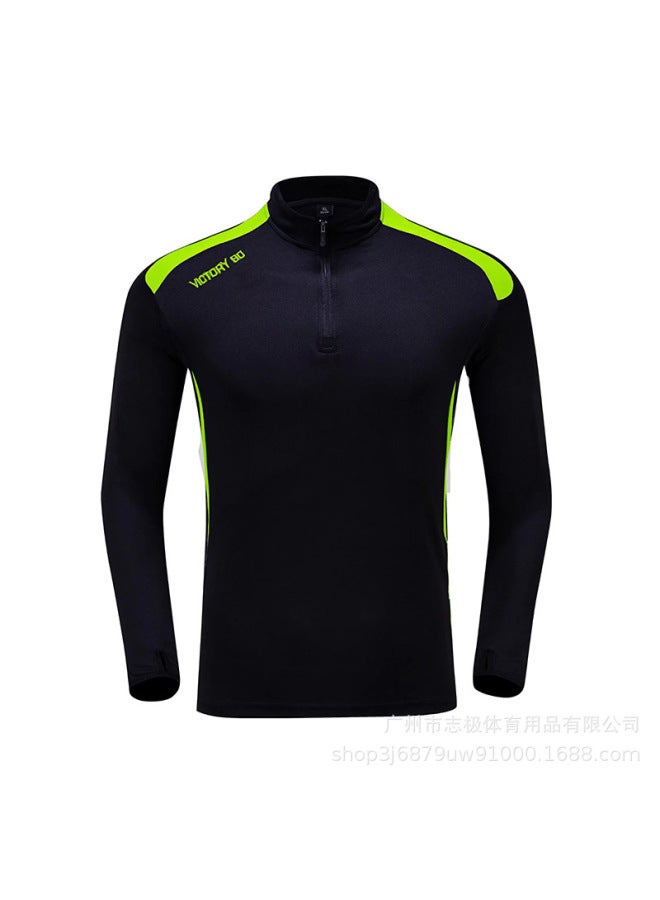 Black With Fluorescent Green Edge-quick Dry Breathable Football Jersey - Image 1