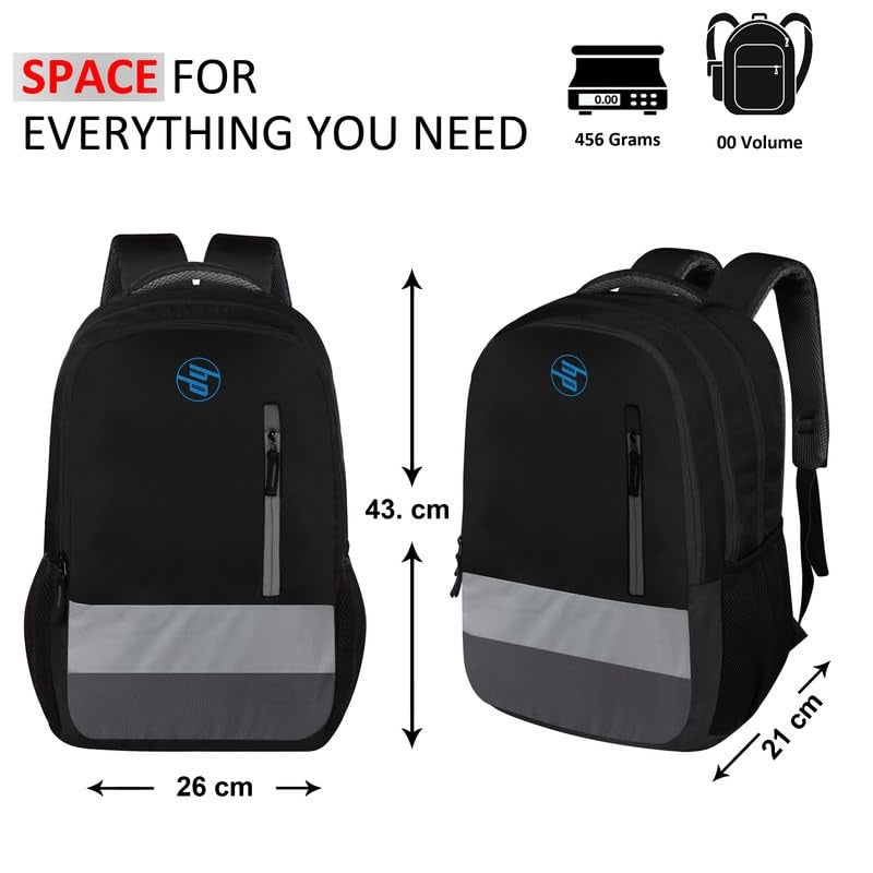 high power 3 Compartments Laptop Backpack College Office Bag Fashion Rucksack Casual Design School, Business, Traveling Bags Unisex Waterproof Comfortable Adjustable Shoulder Strap, 40 Litres, Black - Image 3