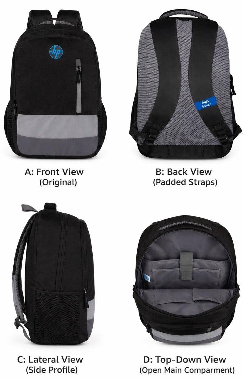 high power 3 Compartments Laptop Backpack College Office Bag Fashion Rucksack Casual Design School, Business, Traveling Bags Unisex Waterproof Comfortable Adjustable Shoulder Strap, 40 Litres, Black - Image 2