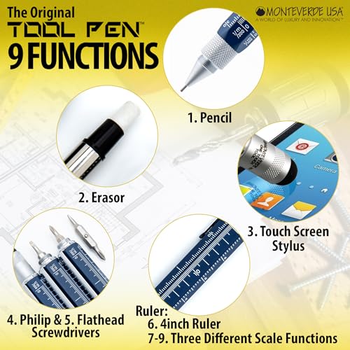 Monteverde USA 9-in-1 Tool Mechanical Pencil in Navy Blue – Multifunctional Pencil with Stylus, Screwdrivers, Ruler, and Eraser – Exclusive Collection Ideal Gift for Professionals - Image 2