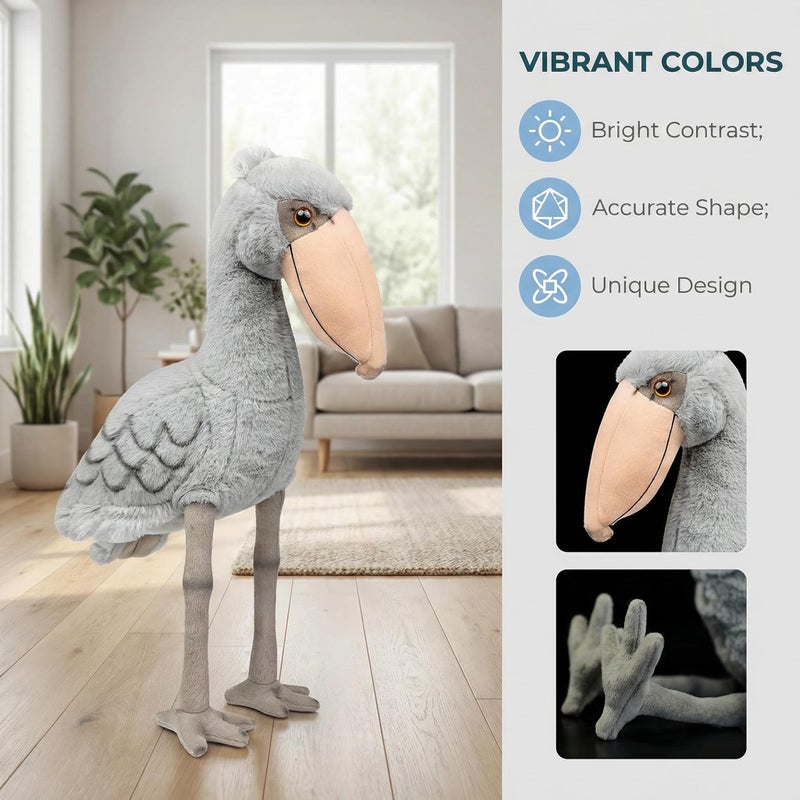 ZHONGXIN MADE Large Shoebill Plush Toy  Lifelike 185inch Stork Stuffed Animal Cute Grey Shoebill Toy for Home Decoration Unique Plush Gift Collection for Kids - Image 3