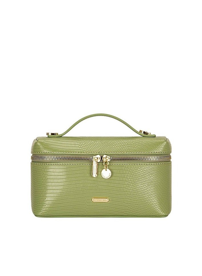 David Jones- Box Vernis Bag for Women model cm6954- Vertical Vernis Cross body Bag with 360 zipper- Croco styled Leather Makeup bag- The David Jones Beauty Bag for everyone - Image 1