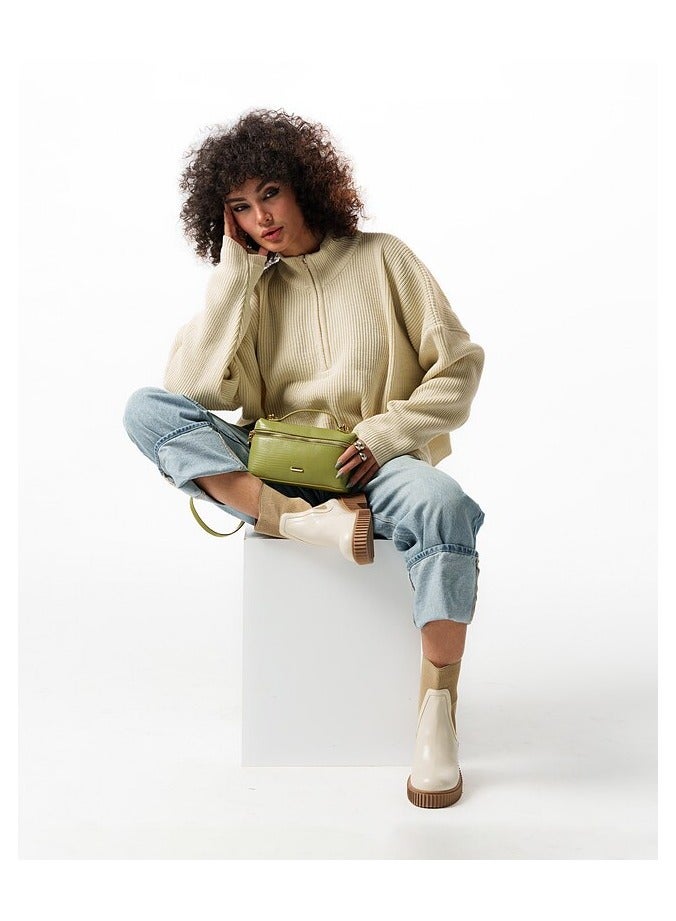 David Jones- Box Vernis Bag for Women model cm6954- Vertical Vernis Cross body Bag with 360 zipper- Croco styled Leather Makeup bag- The David Jones Beauty Bag for everyone - Image 4