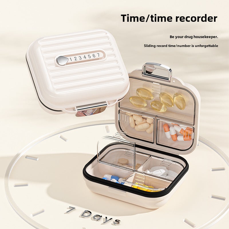 Medicine Box Portable packing medicine portable small size medicine dispenser three meals a day mini medicine reminder box seven days a week(Purple large-7 grid) - Image 4