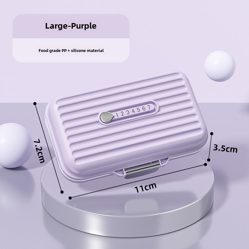 Medicine Box Portable packing medicine portable small size medicine dispenser three meals a day mini medicine reminder box seven days a week(Purple large-7 grid) - Image 1