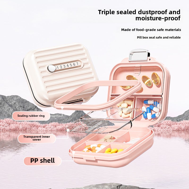 Medicine Box Portable packing medicine portable small size medicine dispenser three meals a day mini medicine reminder box seven days a week(Purple large-7 grid) - Image 3