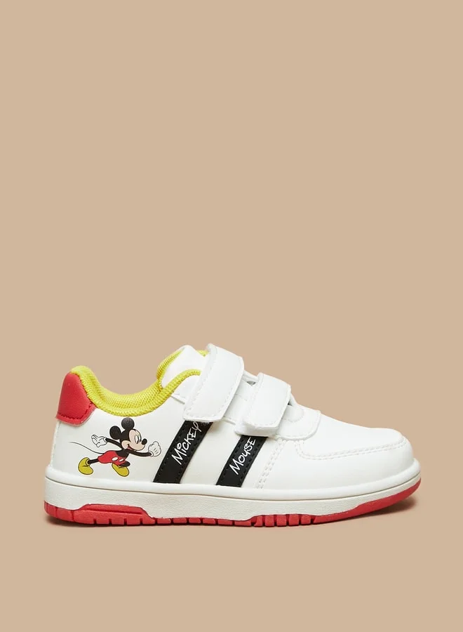 ديزني Boys Mickey Mouse Print Sneakers With Hook And Loop Closure
