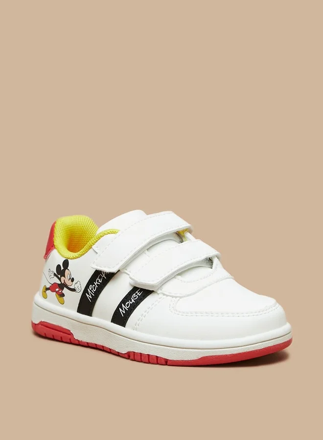 ديزني Boys Mickey Mouse Print Sneakers With Hook And Loop Closure