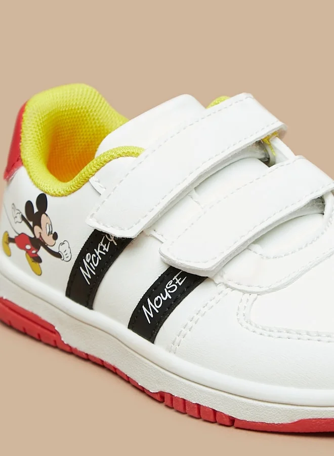 ديزني Boys Mickey Mouse Print Sneakers With Hook And Loop Closure