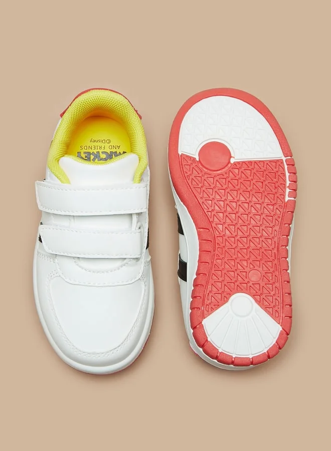 ديزني Boys Mickey Mouse Print Sneakers With Hook And Loop Closure
