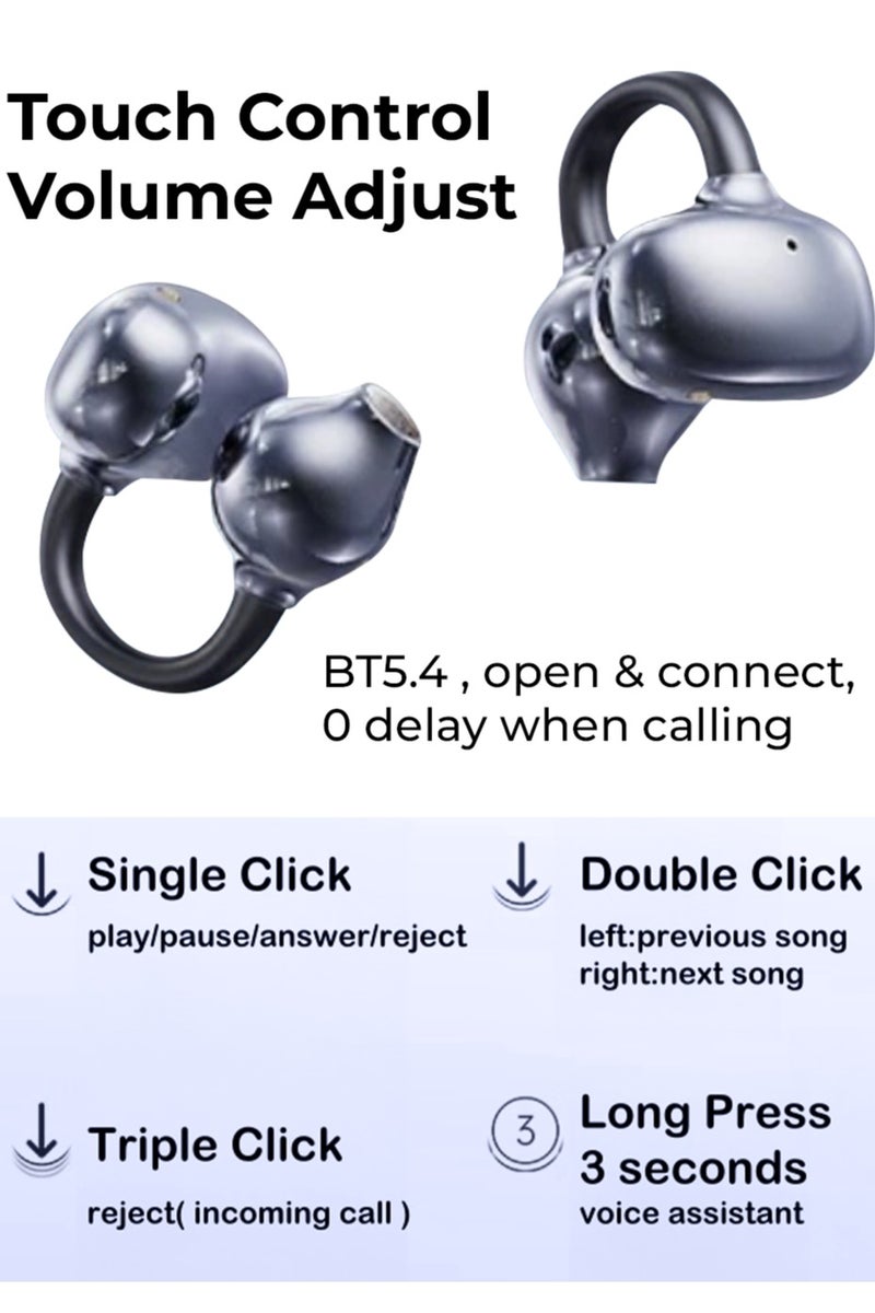 Charome A41 FreeClip Wireless Bluetooth Earphones Black, 200mAh Charging Case, 28mAh Earbuds, 4–5 Hrs Playtime, 30 Hrs Total - Image 5