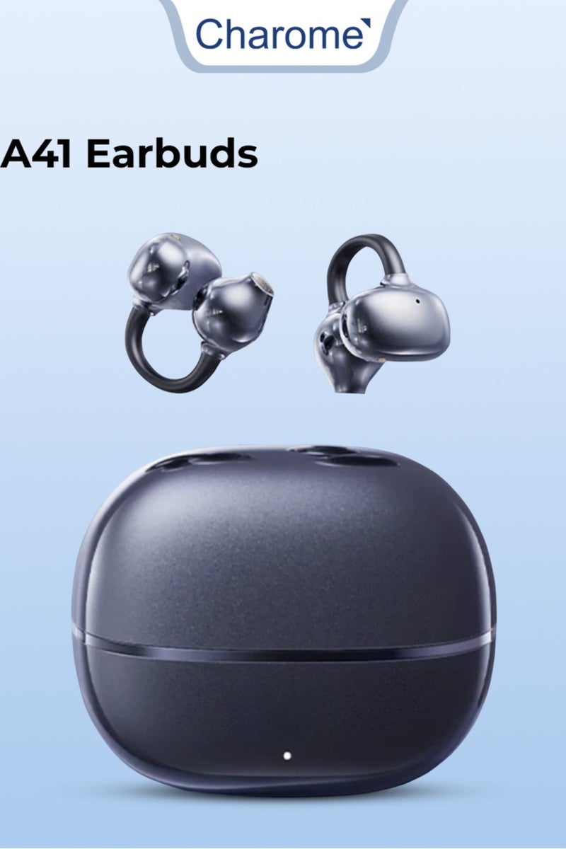 Charome A41 FreeClip Wireless Bluetooth Earphones Black, 200mAh Charging Case, 28mAh Earbuds, 4–5 Hrs Playtime, 30 Hrs Total - Image 1