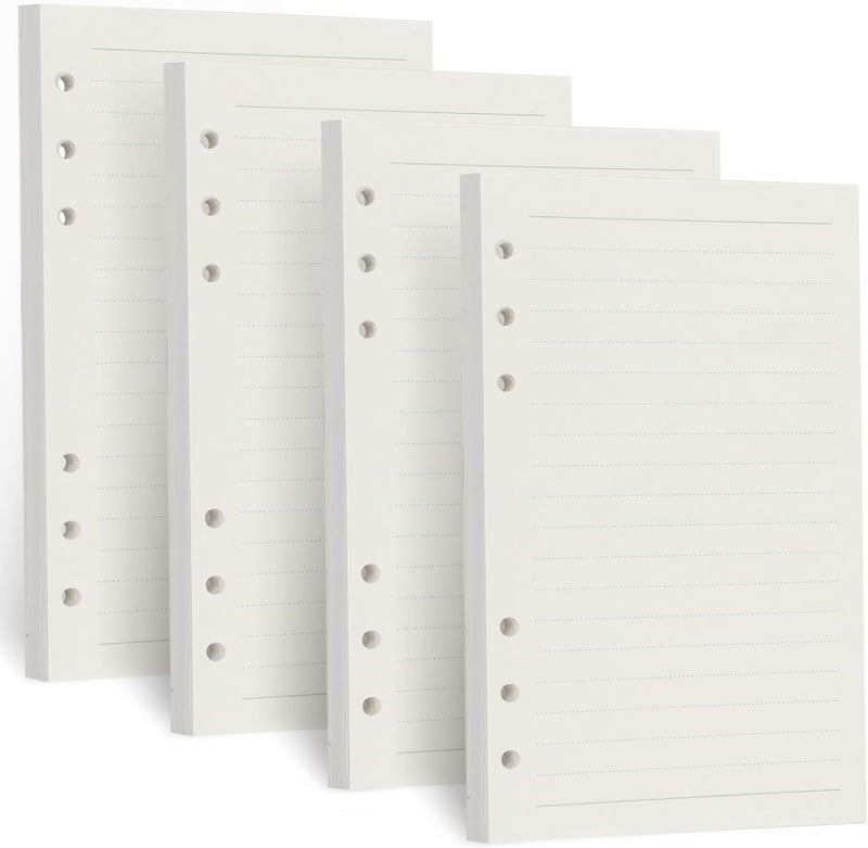 Toplive A6 Refill Paper, [4 Pack] 100GSM Thick Refillable Paper 6 Hole Filler Inserts Loose Leaf Paper 180 Sheets (360 Pages) for 6 Ring Binder Journal Notebook-Lined Paper - Image 1