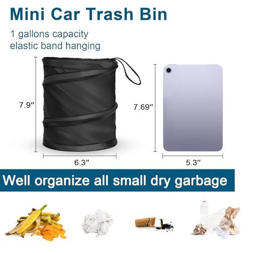 TAZLYN car mini car dustbin Foldable Waste Bin Garbage Storage for Car accessories Trash Bin Can Holder dustbin bags small garbage bags Foldable mini car dustbin Cars, Home, Office,(Black Pack 1) - Image 2
