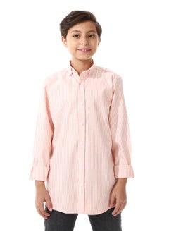 Andora Candy Stripes Boys Oxford Shirt_White & Orange  - Image 1