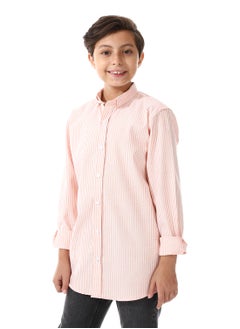 Andora Candy Stripes Boys Oxford Shirt_White & Orange  - Image 2
