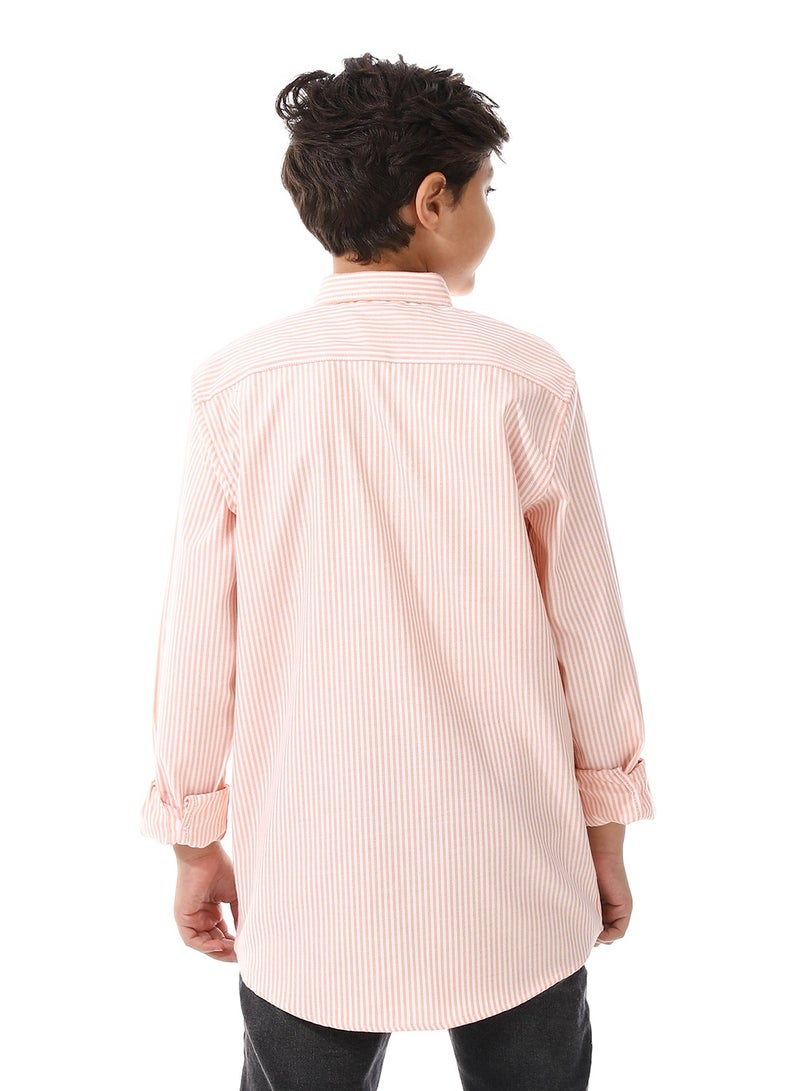 Andora Candy Stripes Boys Oxford Shirt_White & Orange - Image 3
