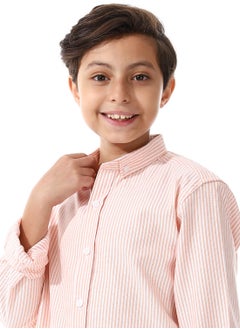 Andora Candy Stripes Boys Oxford Shirt_White & Orange  - Image 4