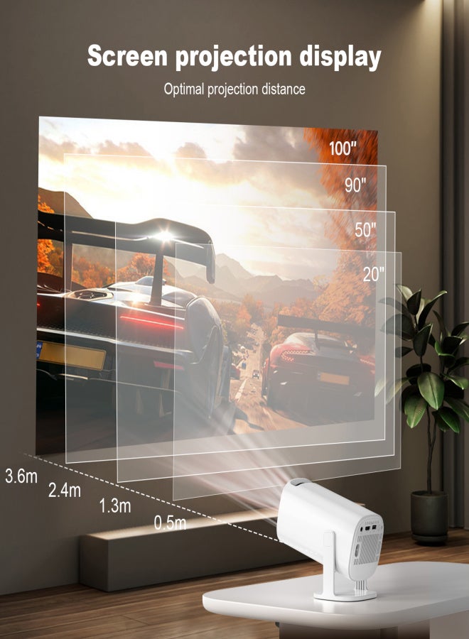 Projector with 4K Decoding 1080P WiFi6 BT5.4 Android 11 System with 100in Display Same Screen Technique 180°  Rotatable Movie Projector Built-in Speaker Horizontal Keystone Correction Support TV Box - Image 3