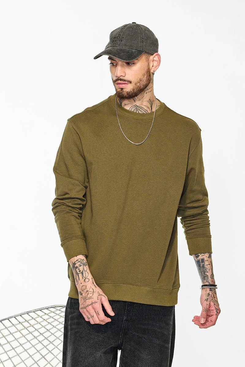 SNITCH Core Lab Olive Solid Sweater