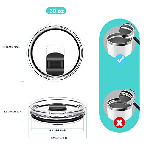 SOONSURE 30 oz Tumbler Lid, Replacement Lids Compatible for YETI 30/32 oz Tumbler, 14 oz Mug and 35 oz Straw Mug, 2 Pack Travel Spill Proof Cup Lids Covers with Magnetic Slider Switch, BPA Free - Image 2