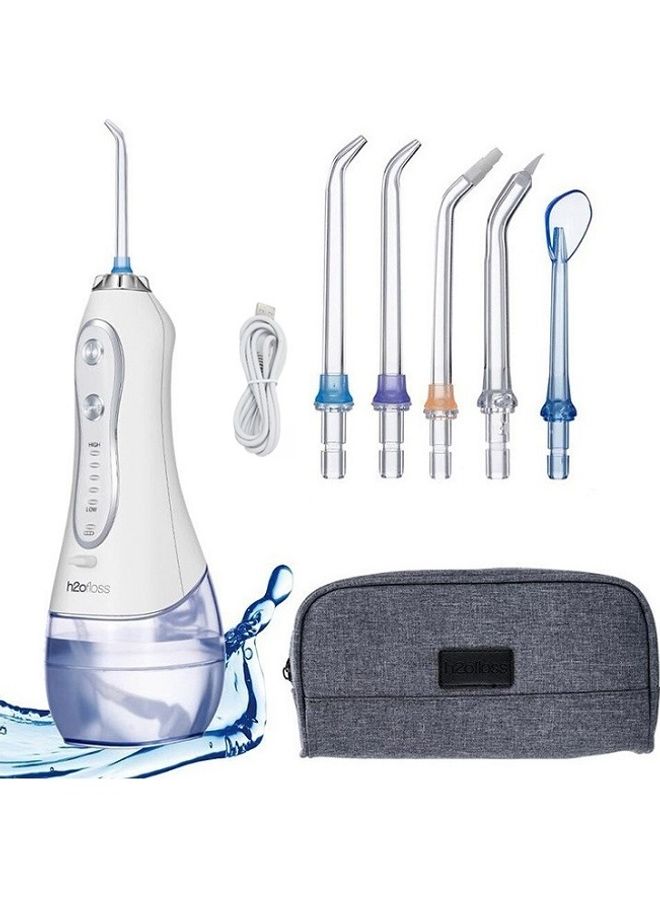 h2ofloss Cordless Water Dental Flosser, Portable Oral Irrigator For Teeth, Braces, Rechargeable And Ipx7 Waterproof Teeth Cleaner For Home Travel Hf6 White 300ml - Image 1