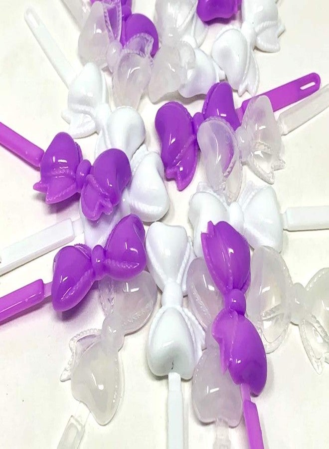 Tara Girls Self Hinge Bow Hair Barrettes - Purple & White - 18 Pcs. - Image 3