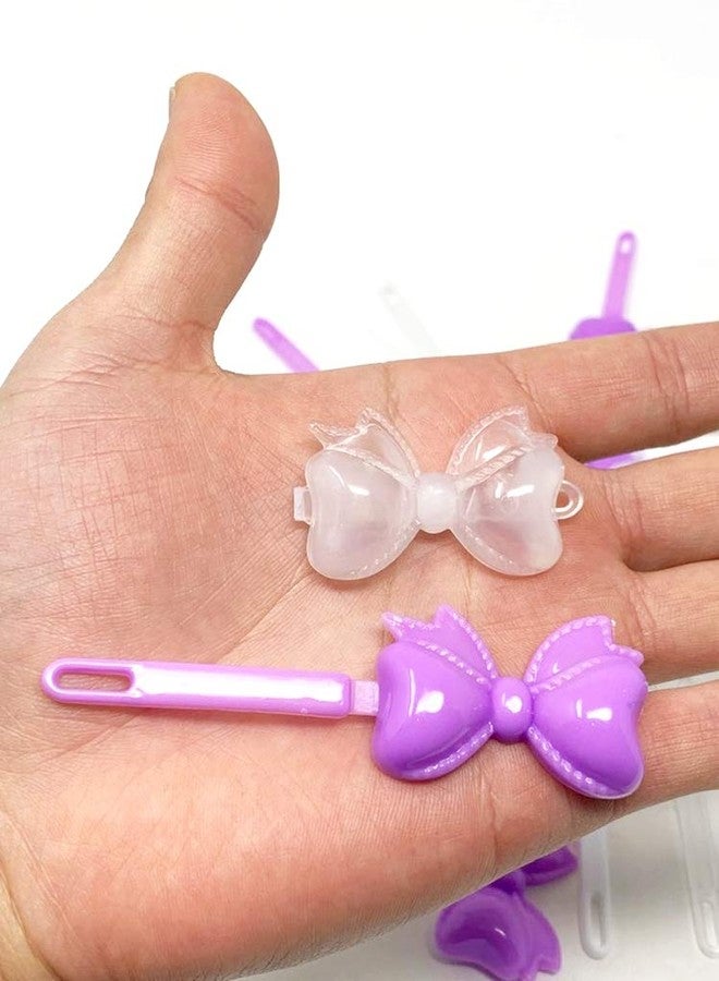 Tara Girls Self Hinge Bow Hair Barrettes - Purple & White - 18 Pcs. - Image 4