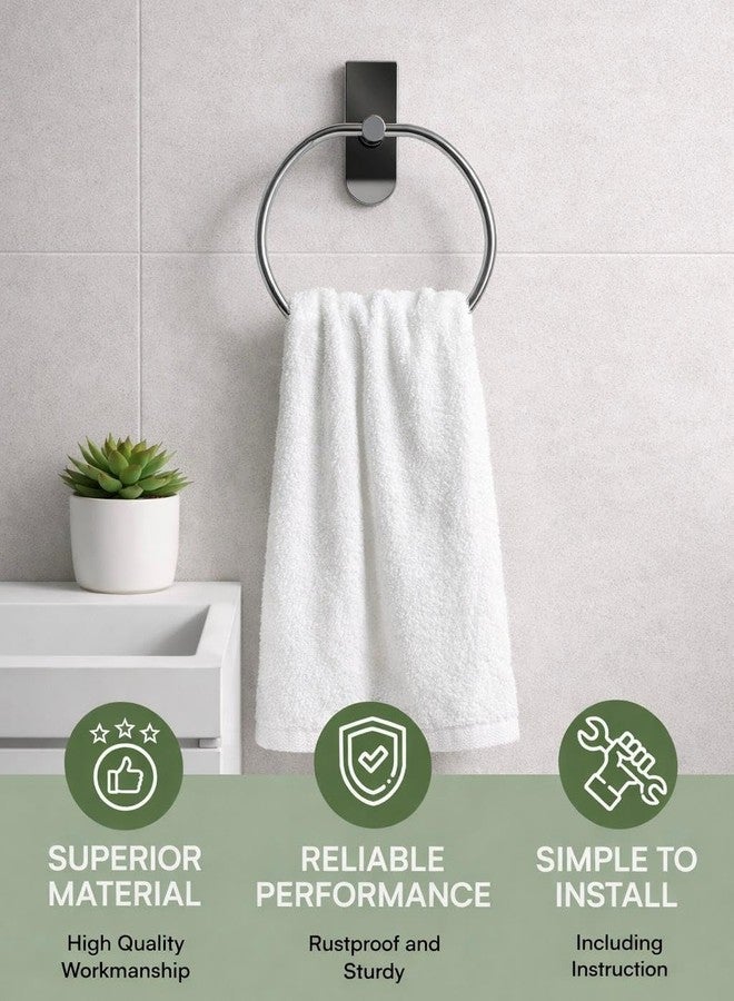 Oslen Magic Sticker Self Adhesive Stainless Steel Towel Ring Holder - Apple Shape Wall Mount, Chrome Finish, Rust-Resistant, Space-Saving Bathroom Accessory for Hand Towels No Drilling (Pack of 1) - Image 3