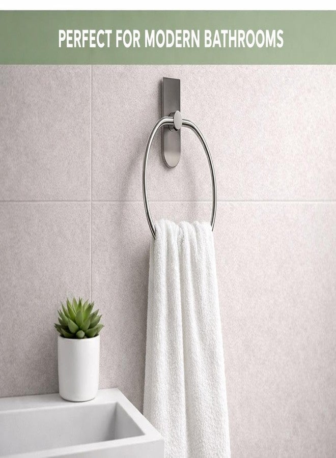 Oslen Magic Sticker Self Adhesive Stainless Steel Towel Ring Holder - Apple Shape Wall Mount, Chrome Finish, Rust-Resistant, Space-Saving Bathroom Accessory for Hand Towels No Drilling (Pack of 1) - Image 5
