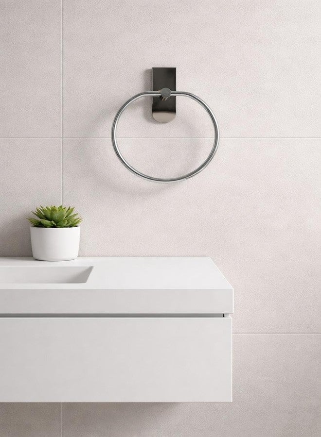 Oslen Magic Sticker Self Adhesive Stainless Steel Towel Ring Holder - Apple Shape Wall Mount, Chrome Finish, Rust-Resistant, Space-Saving Bathroom Accessory for Hand Towels No Drilling (Pack of 1) - Image 2