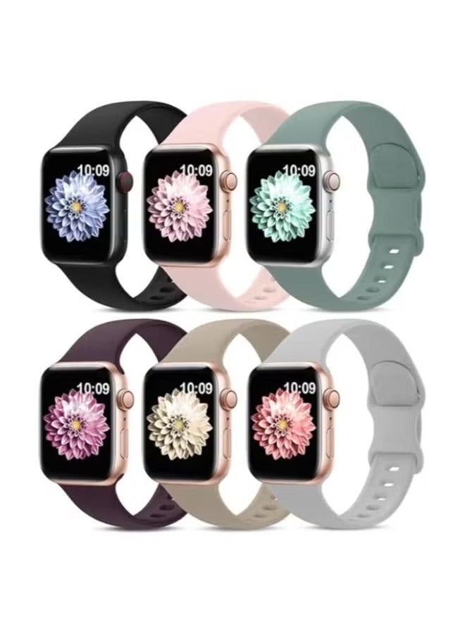 6 Pack Sport Bands Compatible with Apple Watch Band 42mm 44mm 45mm,Soft Silicone Waterproof Strap Wristbands Compatible with iWatch Apple Watch