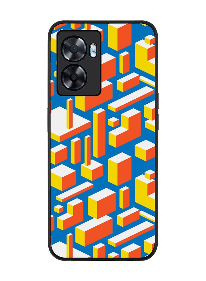 Stylizedd Rugged Black edge case for Oppo A77 5G / Oppo A57 5G, Slim fit Soft Case Flexible Cover - 3D Geometry - Image 1