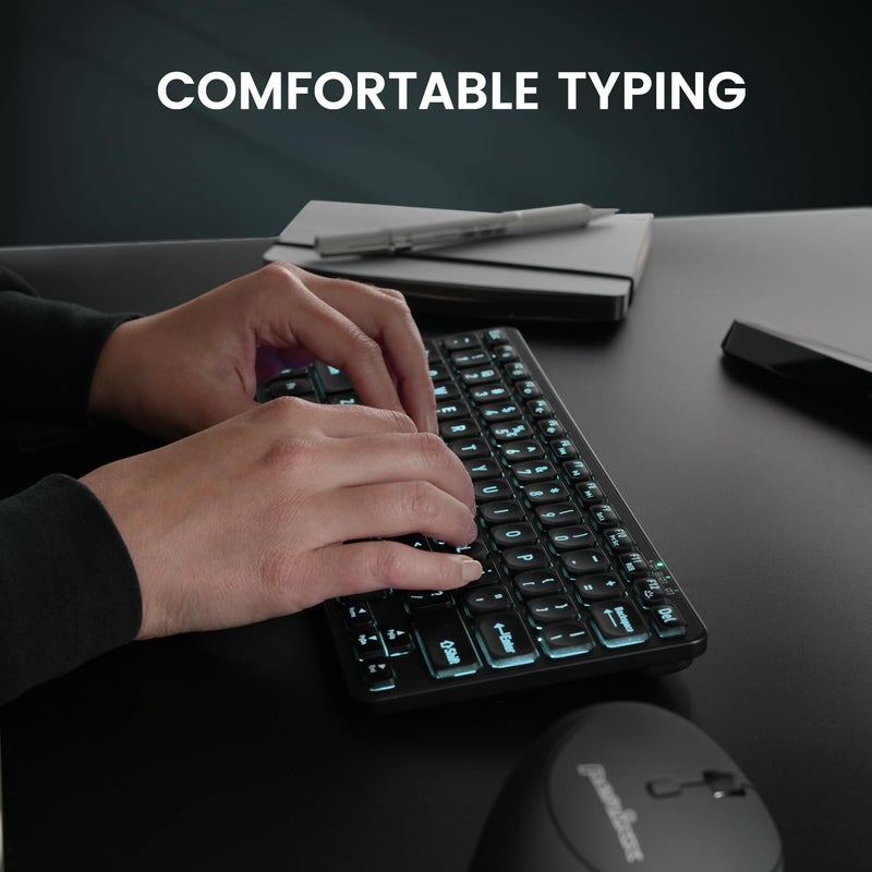Perixx PERIBOARD-832RGB Wireless RGB Backlit Mini Keyboard - Up to 3 Multi-Device Connection - Black - US English - Image 5