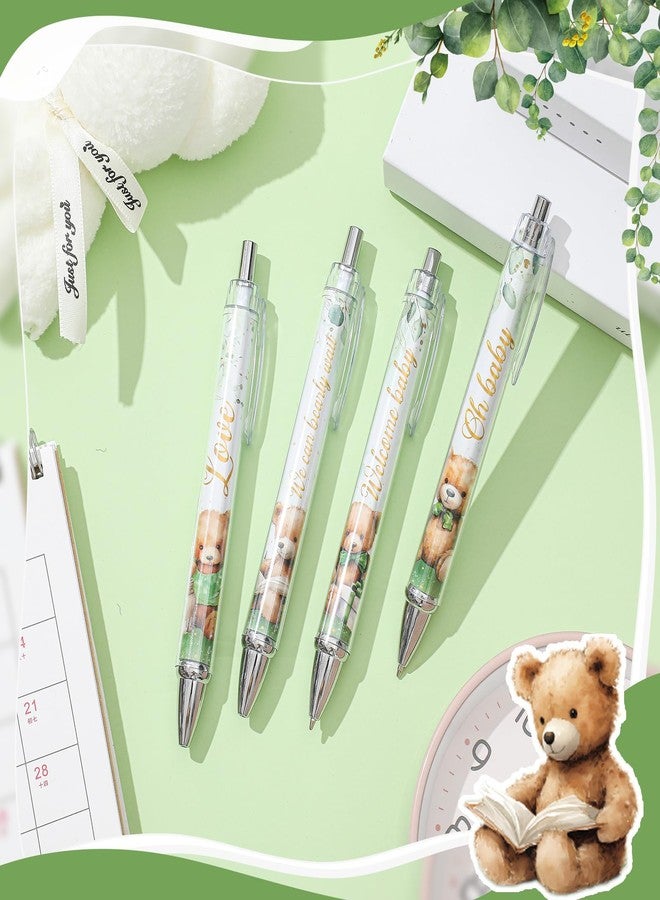 Chuangdi 24 Pcs Green Bear Baby Shower Ballpoint Pens Favors Bulk Retractable Ballpoint Pen Black Ink with Gifts for Guests School Supply - Image 3