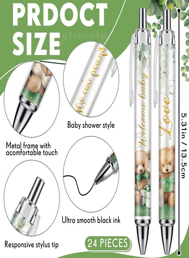 Chuangdi 24 Pcs Green Bear Baby Shower Ballpoint Pens Favors Bulk Retractable Ballpoint Pen Black Ink with Gifts for Guests School Supply - Image 2