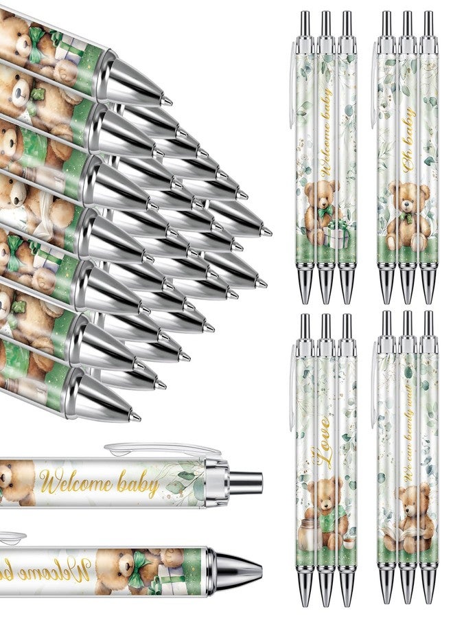 Chuangdi 24 Pcs Green Bear Baby Shower Ballpoint Pens Favors Bulk Retractable Ballpoint Pen Black Ink with Gifts for Guests School Supply - Image 1