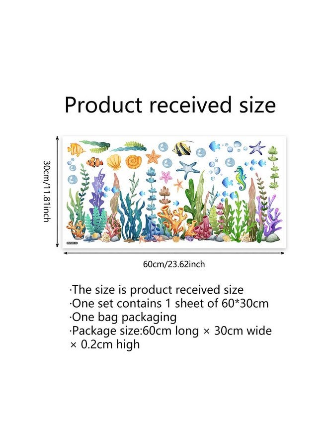 Runtoo Under The Sea Wall Decals Coral Reef and Seaweed Wall Stickers Creature Sea Life Fish Ocean Grass Wall Decor for Bathroom Kids Bedroom Baby Nursery - Image 4