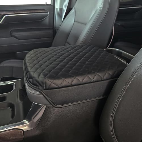 Zxiaochun Center Console Cover for 2019-2025 Chevy Silverado/GMC Sierra and 2021-2025 Tahoe/Suburban/Yukon Accessories, Console Armrest Box Leather Protective Cover (Fits Bucket Seat Consoles Only) - Image 1