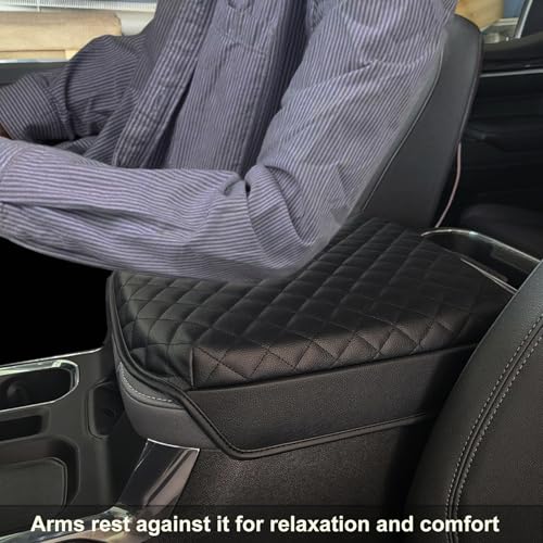 Zxiaochun Center Console Cover for 2019-2025 Chevy Silverado/GMC Sierra and 2021-2025 Tahoe/Suburban/Yukon Accessories, Console Armrest Box Leather Protective Cover (Fits Bucket Seat Consoles Only) - Image 4