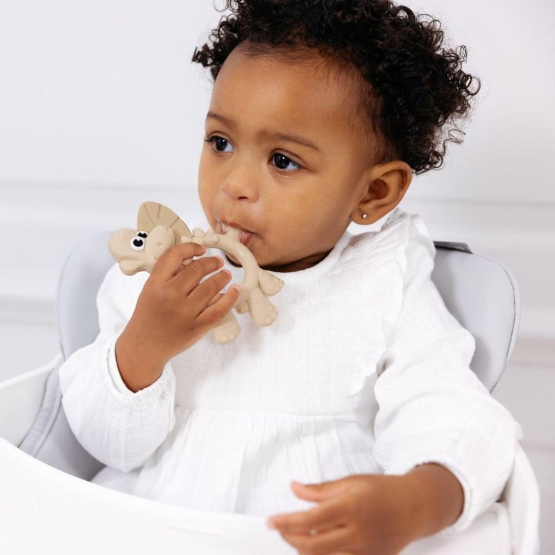bibado Teething Toy : Dotty the Dinosaur™ Multi-Sensory Teether designed to strengthen and develop mouth muscles suitable for 3 Months and Above - Fawn - Image 4