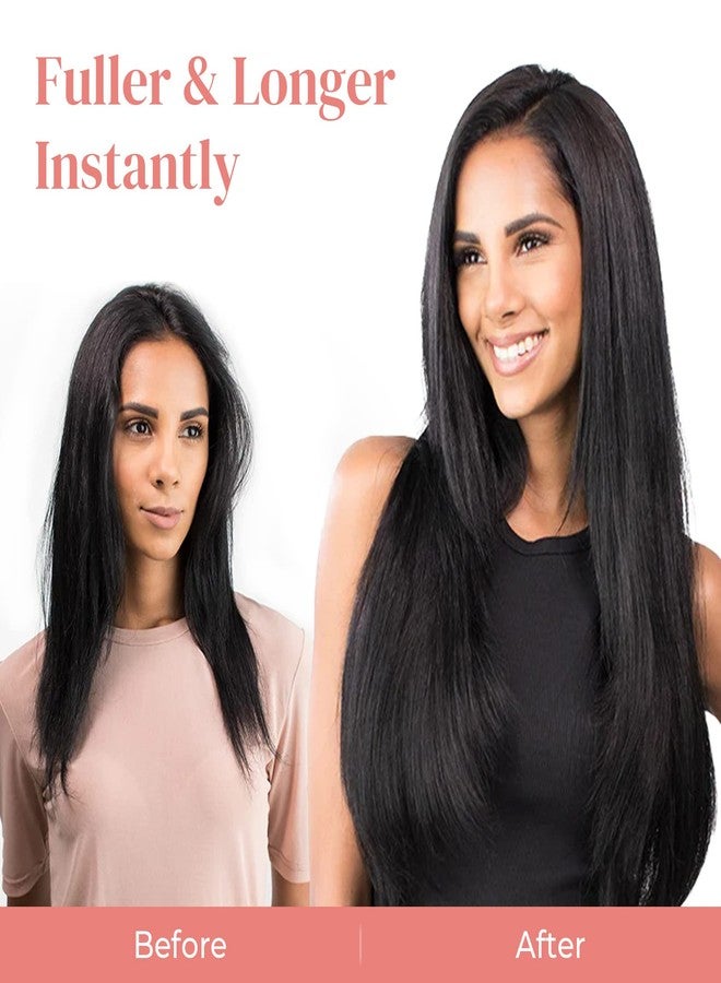 LONAI Clip in hair extensions 6PCS Straight 24" Hair Extensions for Women，Heat Resistant Synthetic Hairpiece -Deep Brown with Dirty Blonde - Image 5