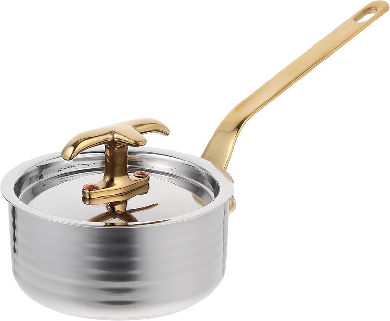 Abaodam 304 Stainless Steel Mini Saucepan with Lid, 8cm X 4cm Single Handle Small Multi-use Sauce Pan for Steaming and Cooking, Suitable for Home Kitchen and Restaurant Use - Image 1