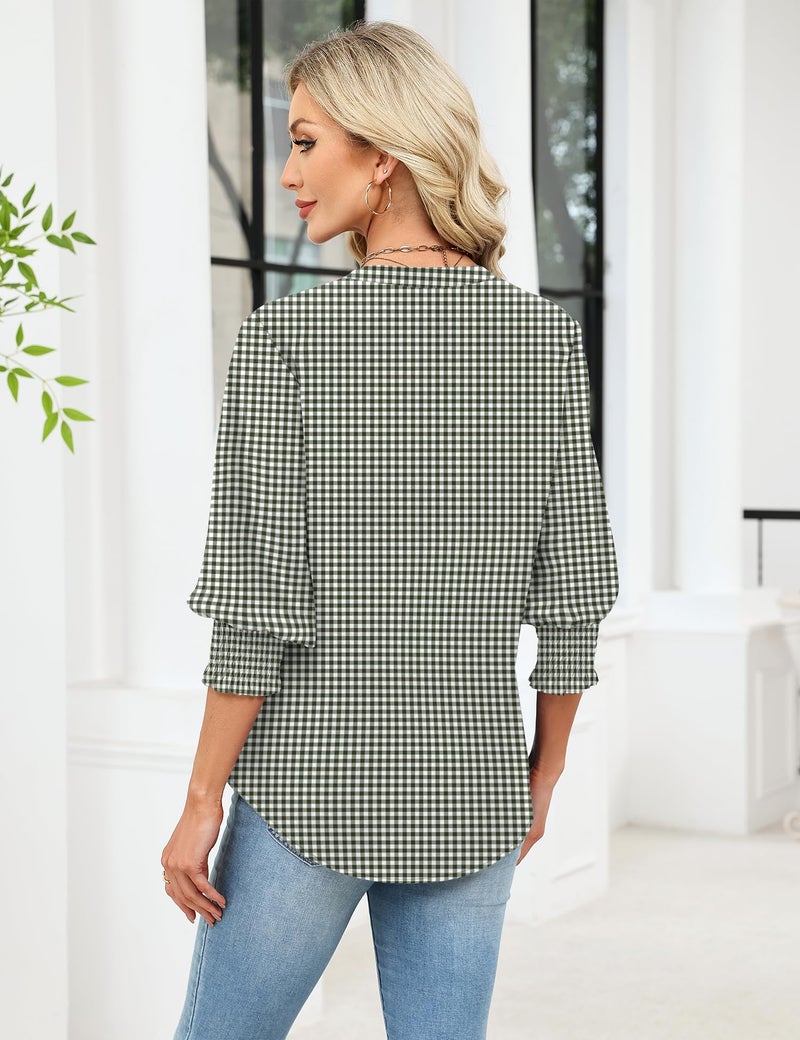 LOMON Button Down Shirts for Women 3/4 Length Sleeve Business Casual Blouses 2026 Summer Tops - Image 4