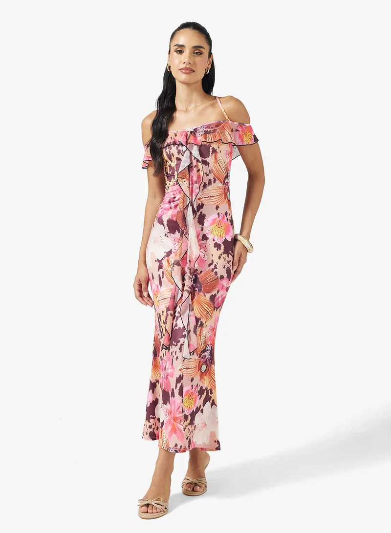 Ginger Off Shoulder Floral Dress